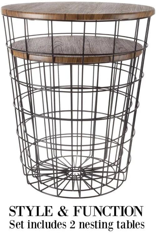 Generic Modern Nesting end Tables with Storage, Brown