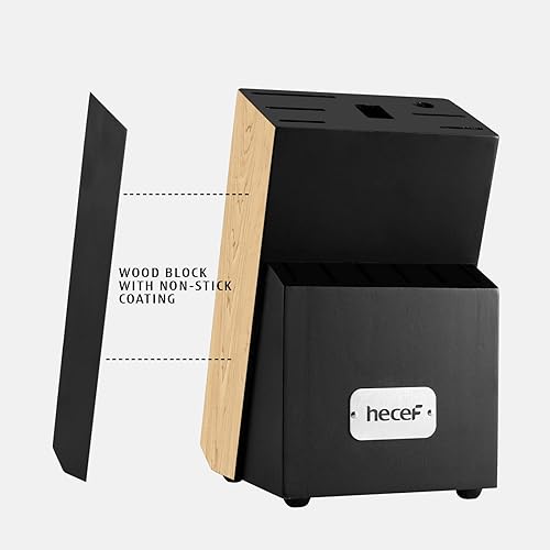 Miniatura 8 de hecef Juego de cuchillos de cocina, juego de cuchillos de 14 piezas con bloque de madera y afilador de acero y tijeras multiusos, juego de cubiertos