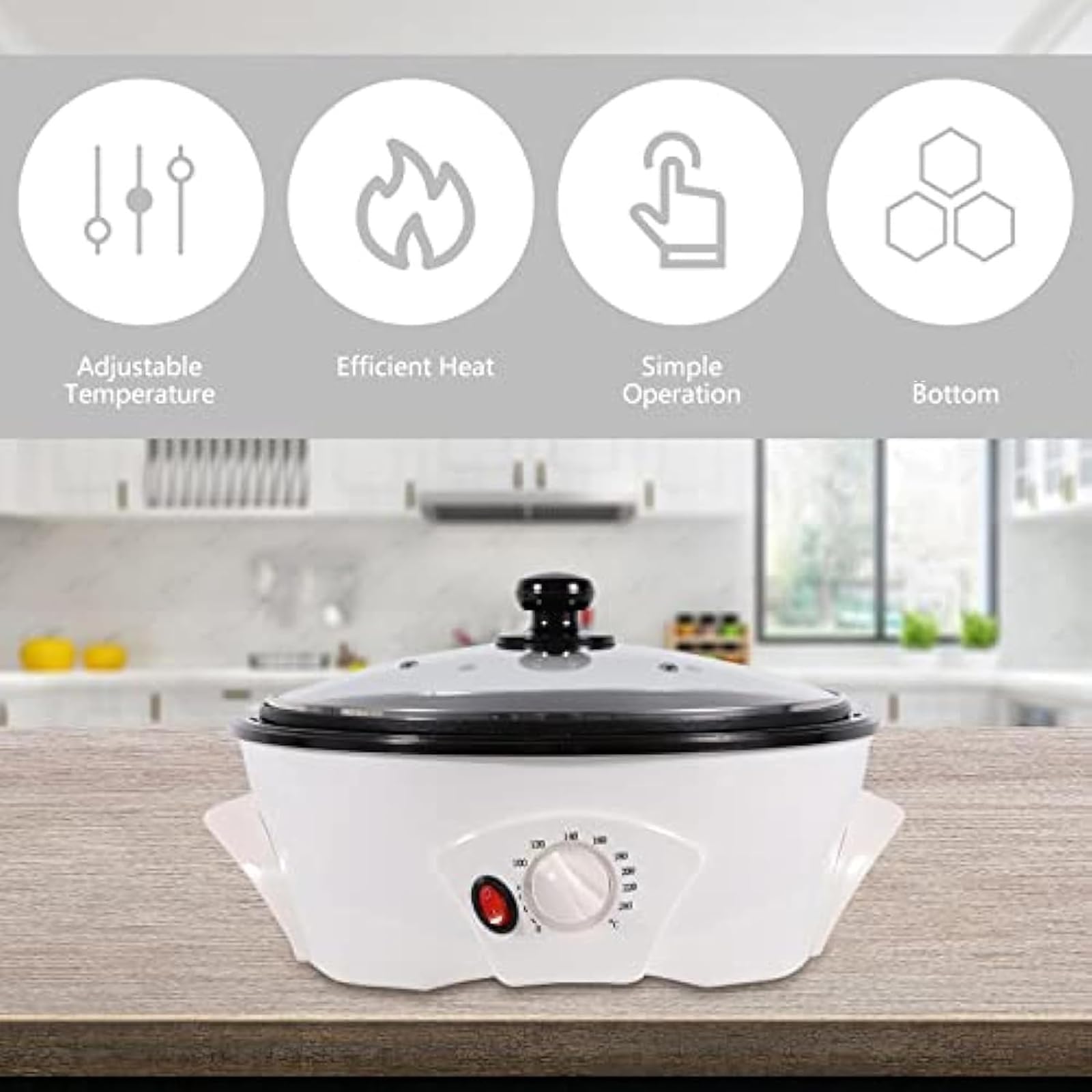 Macchina for tostare il caffè 800g Tostatrice elettrica for chicchi di caffè for uso domestico Regolazione della temperatura 0-240℃ Pentola antiaderente da 1200 W