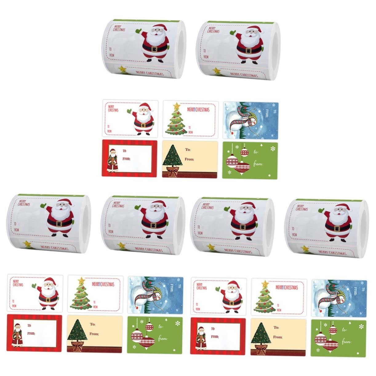 VILLCASE 6rollos Etiquetas De Navidad Pegatinas De Cartoon Para Sellar Cajas y Envelopes Para y Decoraciones De Diseño Clásico