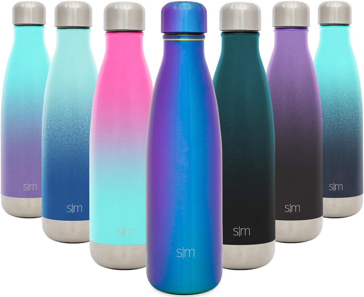 Simple Modern 17 Ounce Wave Water Bottle - Stainless Steel Double Wall Vacuum Insulated Reusable Leakproof -Prism