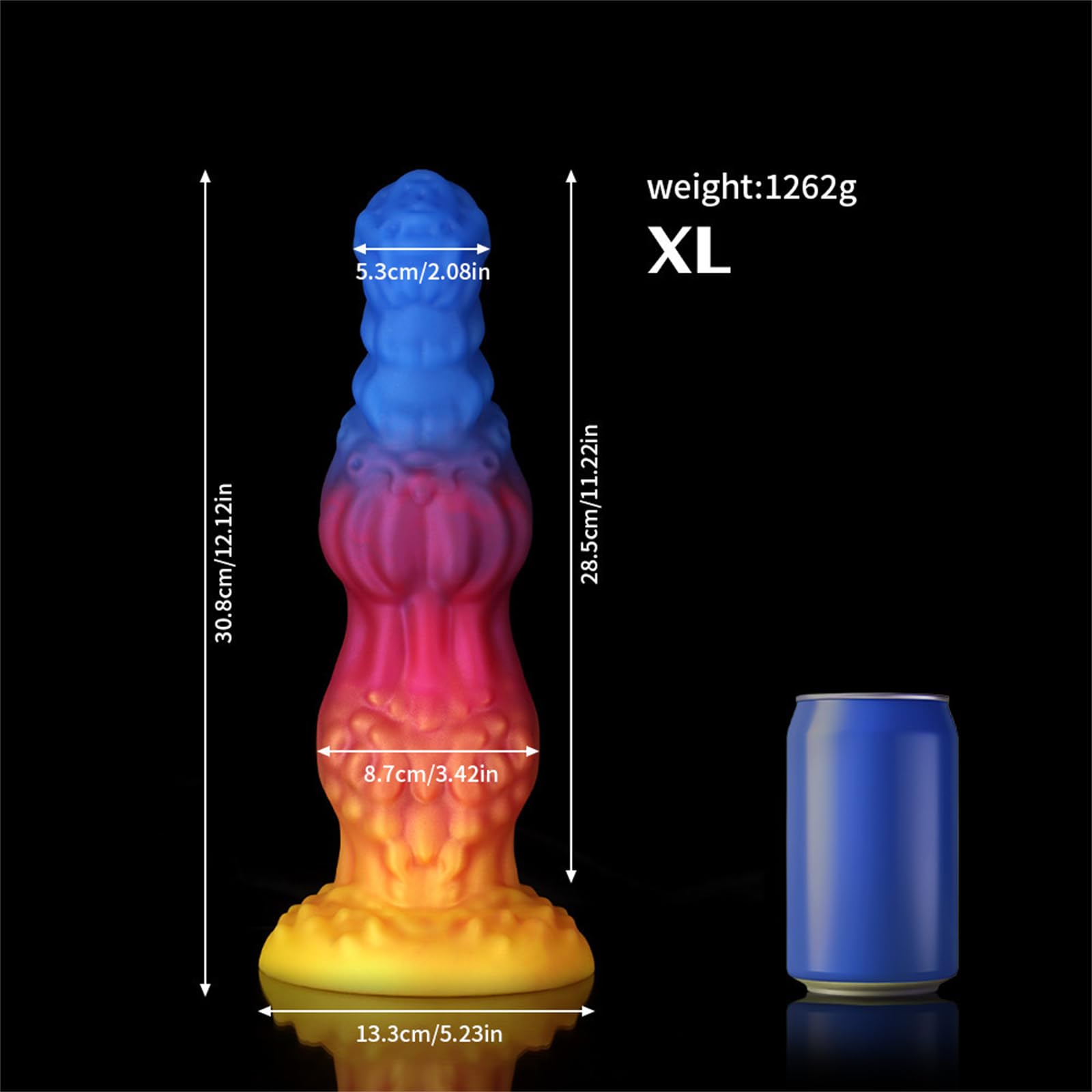 Monster Fantasy Dildo Animale Cane Pene Dildo con Grande Doppio Nodo 5 Misure Plug Anale Silicone Butt Plug Masturbarsi Giocattoli Sessuali for Donne(XL)
