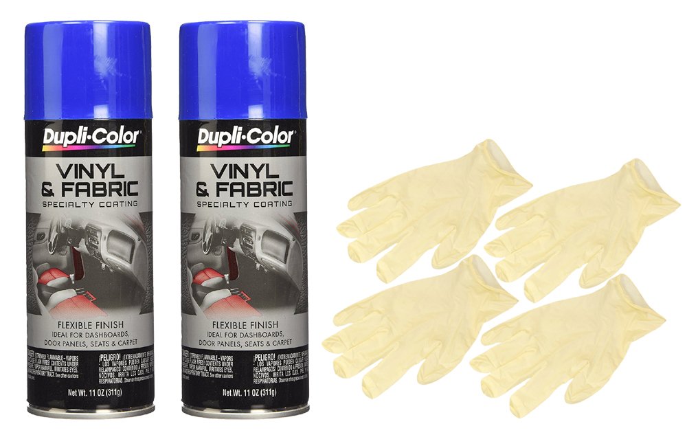Dupli-Color Blue High Performance Vinyl and Fabric Spray (11 oz) Bundle with Latex Gloves (6 Items)