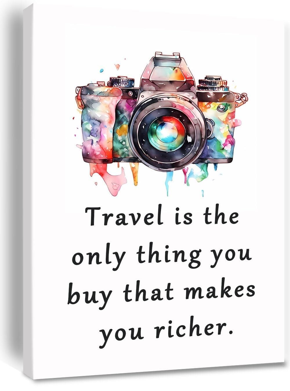 KCDFDVJFBM Travel Lover Gift Idea, Travel is The Only Thing You Buy That Makes You Richer Canvas Art, Inspirational Quote Wall Decor for Home Office(Unframed,12x18inch(30x45cm))