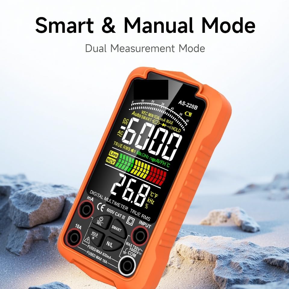 充電式デジタルスマートマルチメーター、6000カウント、電圧電流テスター、電気プロフェッショナルマルチメーター
