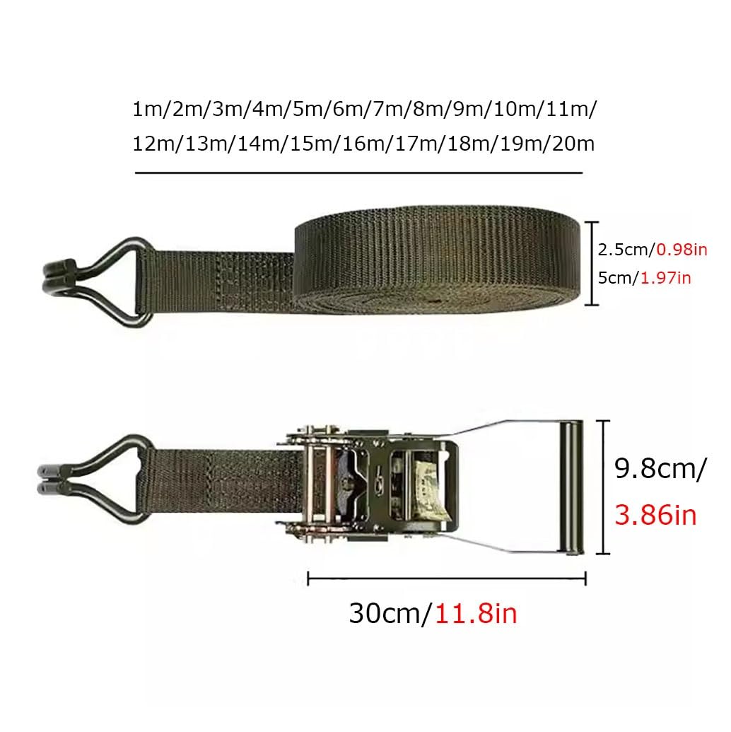 Cinghie A Cricchetto, In Poliestere Resistente, Con Gancio A J, Fissaggio Del Carico Per Biciclette, Camion, Rimorchi, Tetto Auto, Ecc(W 5cm/1.97in,L 7m/275.6in)