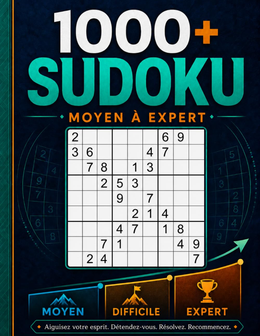 1000+ Grilles de Sudoku pour Adultes: Sudoku de niveau moyen à expert avec solutions et indices utiles | Livre de jeux avec 336 grilles de niveau moyen, 336 grilles difficiles et 336 grilles expertes