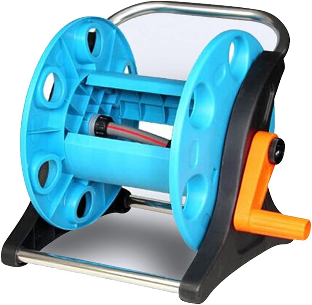 Garden Hose Reel Cart,Portable Thickened ABS Hose Caddy, Household Car Wash to Clean Garden Hose Holder, Gardening Irrigation Storage Tool (Color : Blue, Size : Hose Reel+2m Pipe)