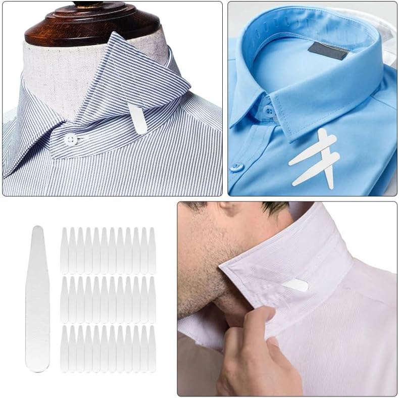 Miniatura 8 de PartyKindom 36 piezas de acero inoxidable collar se queda para hombres traje collar estancias para hombres camisas de vestir regalos para él, Acero