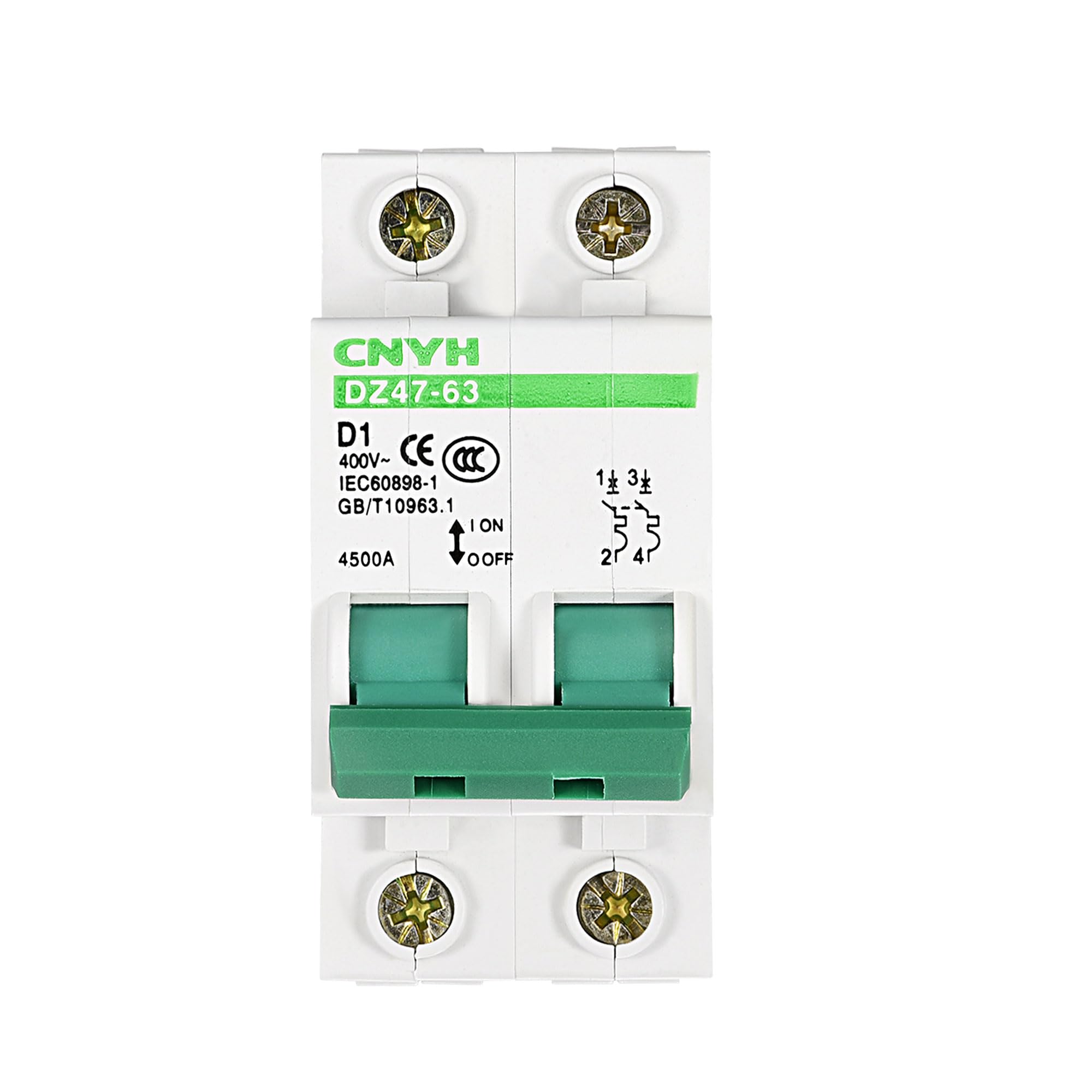 Uxcell 2-Pole 10A 400V Mini Circuit Breaker – DIN Rail Mount, DZ47-63 C10 Model