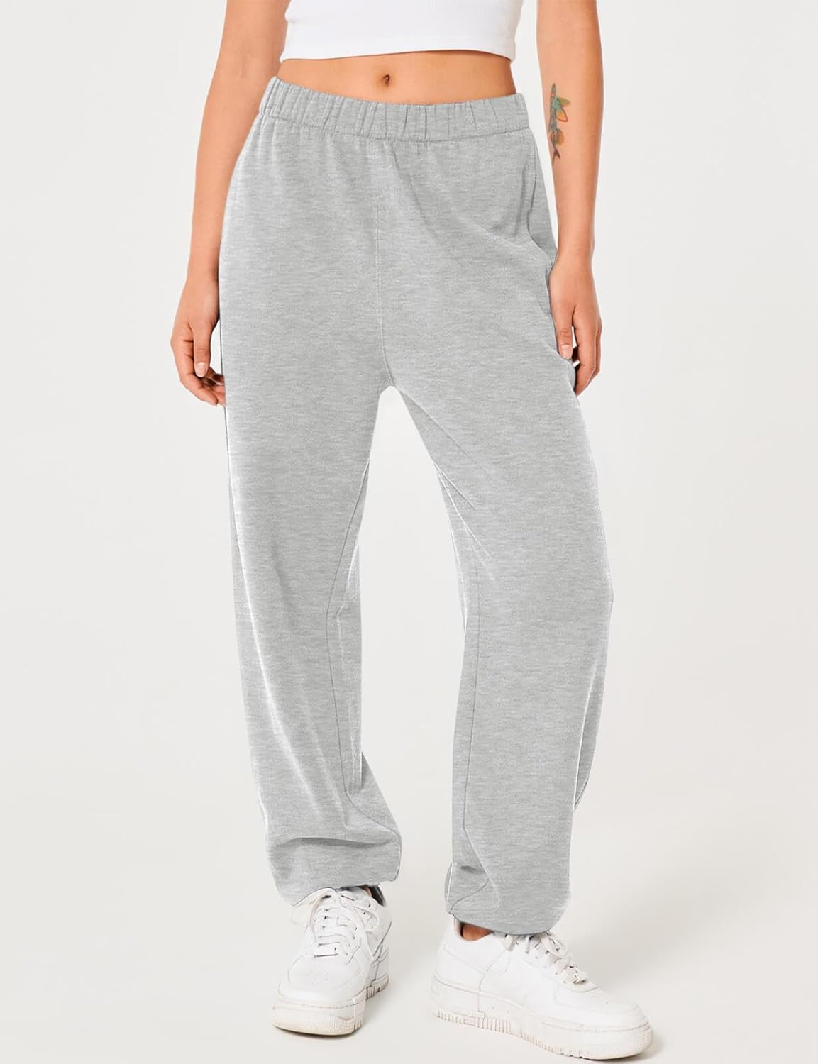 HeSaYep Women's Sweatpants Baggy Interior Drawstring High Waist Sweat Pants Cinch Bottom Jogger Pants - Image 4