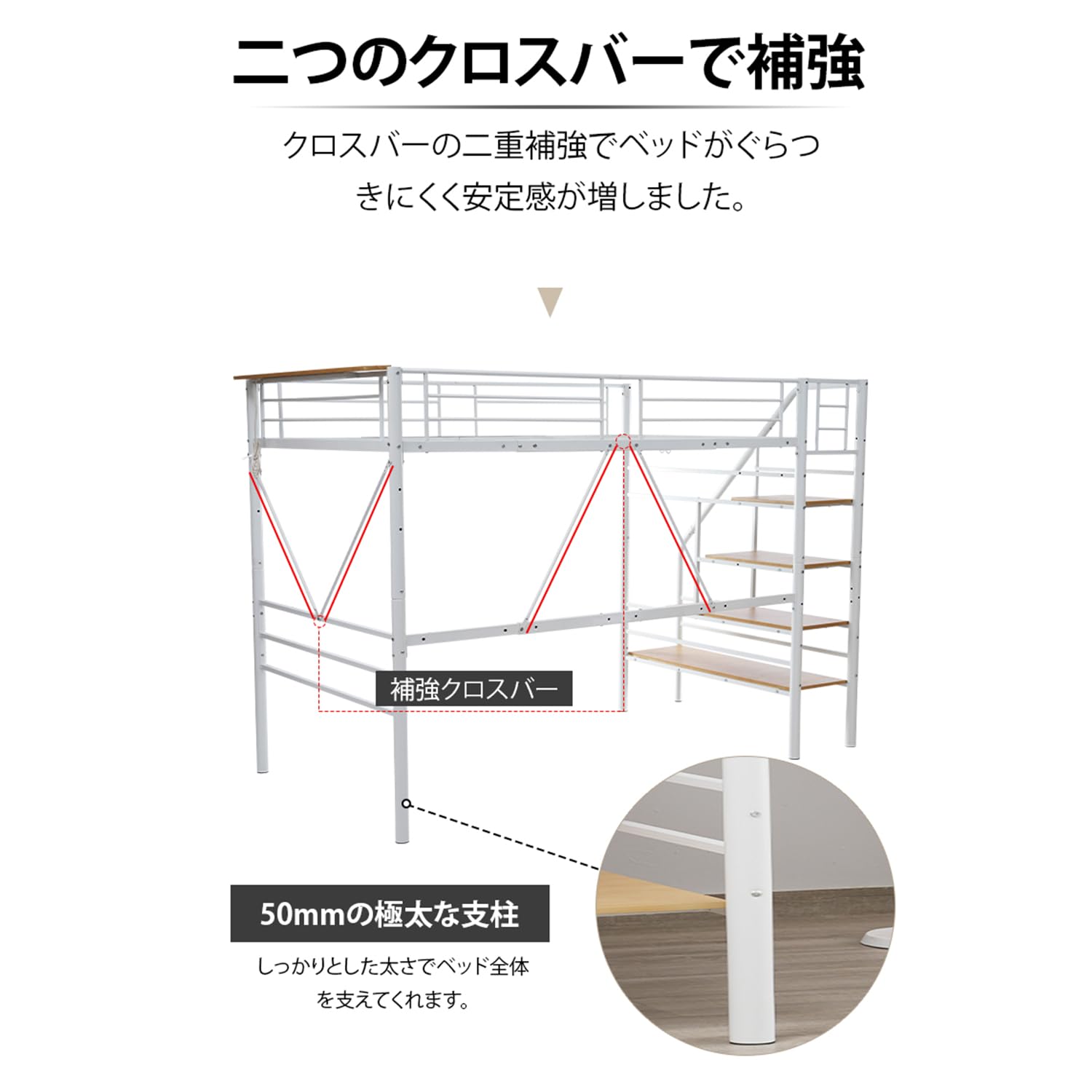 GDFStudio ARBRパイプベッド シングル システムベッド ホワイト