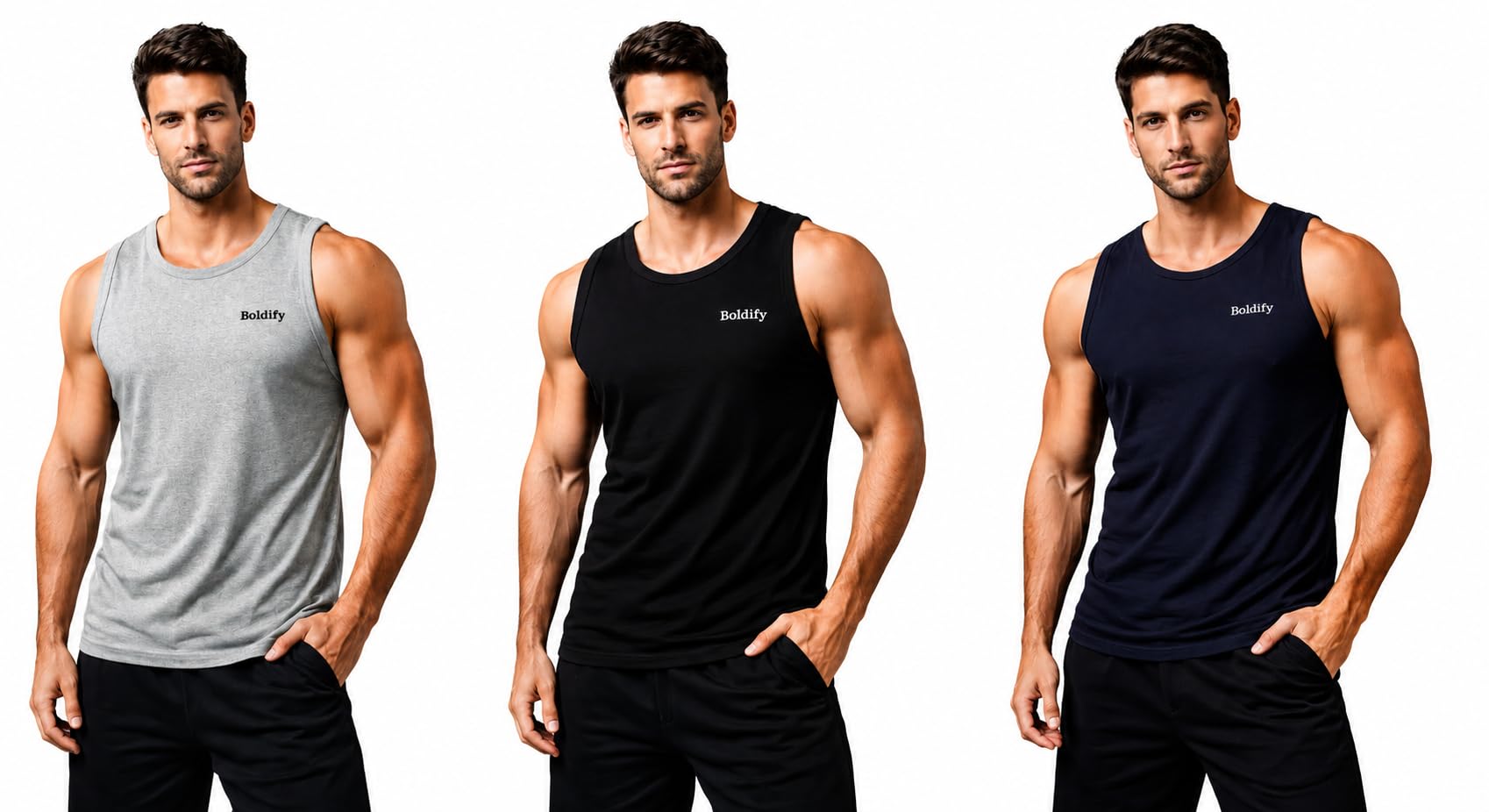 shopylook Men's Cotton Gym Tank Top Black Sleeveless Sports T-Shirt Bodybuilding Vest Pack for Workout Athletic Slim Fit Casual Undershirt Summer Wear (Black, M)-picture-26
