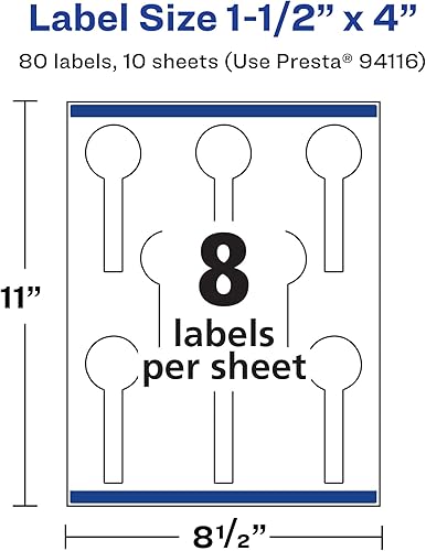 Miniatura 5 de Avery Etiquetas de piruleta impermeables duraderas, tecnología Sure Feed, 1.5 x 4 pulgadas, 80 en total, etiquetas impermeables resistentes al