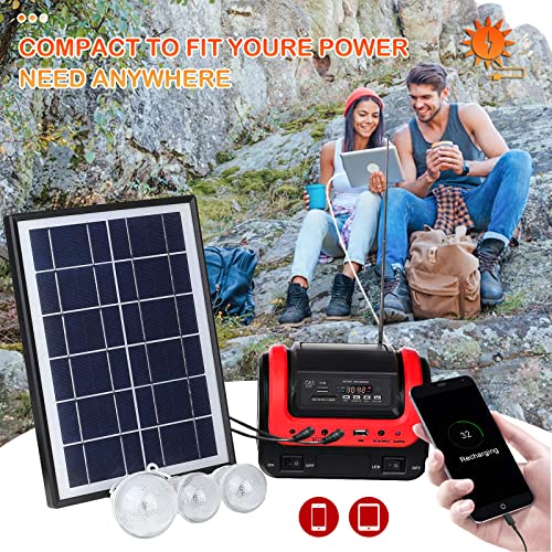 Solar Generator,Portable Power Station with Solar Panel Included,LiFePO4 Battery Mini Portable Generator with DC/USB Outlets,Quiet Generators LED Flashlight for Home Use, Camping(Red) - Image 3