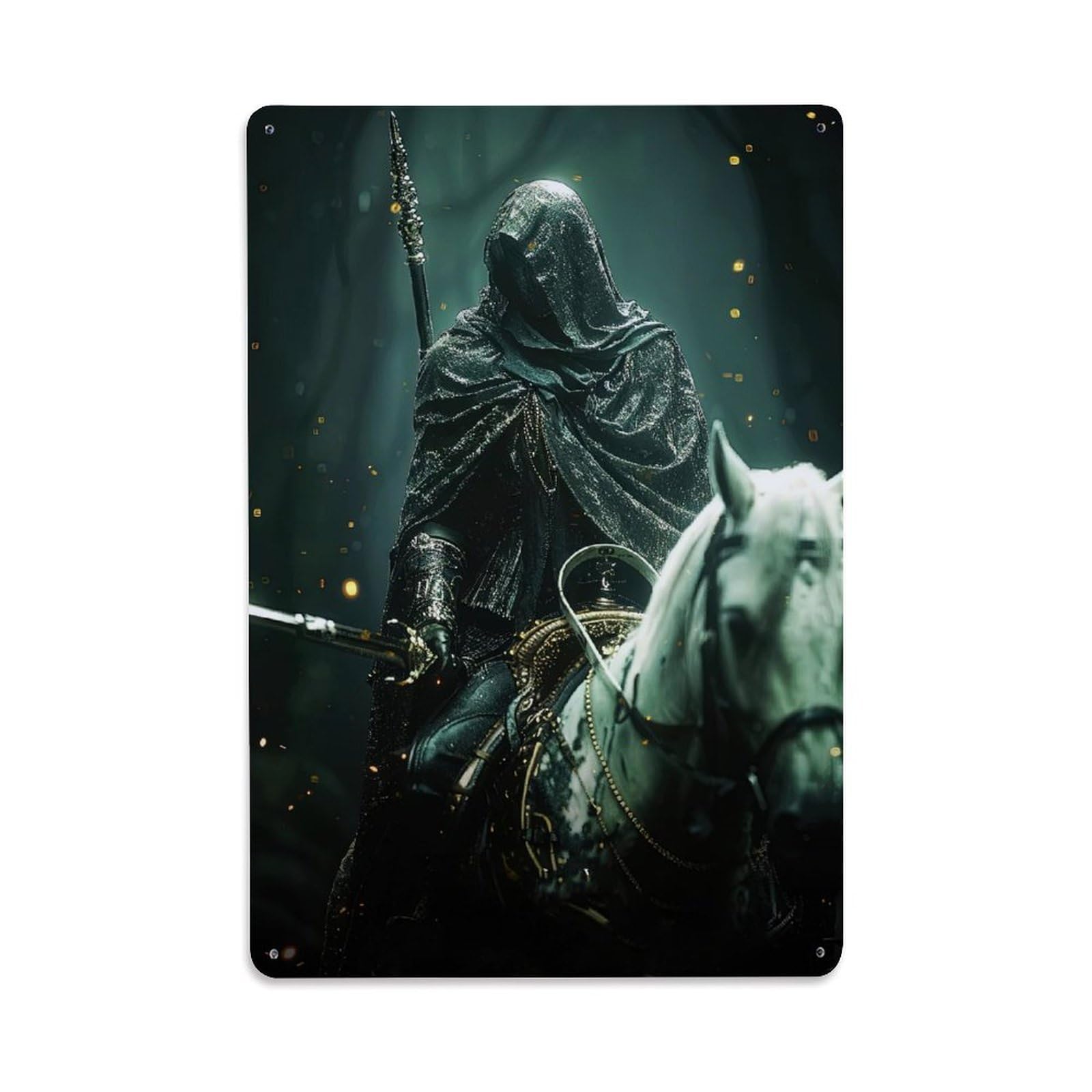 Sacred Medieval Armor Christian Gothic Knight Spiritual Symbol Metal Tin Sign Plaque Wall Decor for Cafe, Man Cave, Club Bar, Office, Home Garden Round Metal Poster 8x12Inch