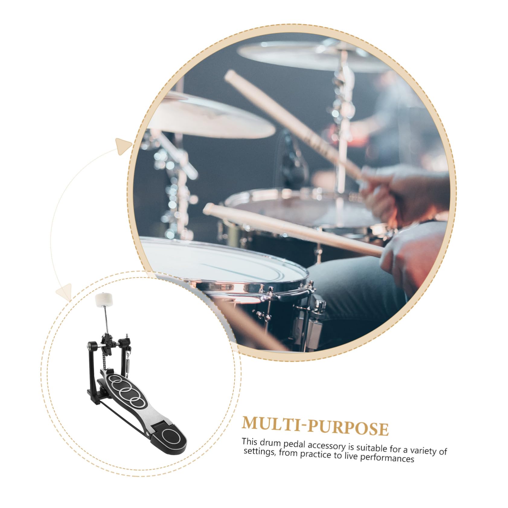 Pedale Singolo per Batteria Nero, Ricambio Accessorio 1 Pezzo | Lega di Alluminio e Ghisa, Lavorazione Precisa, Uso Semplice, per Set e Kit di Percussioni