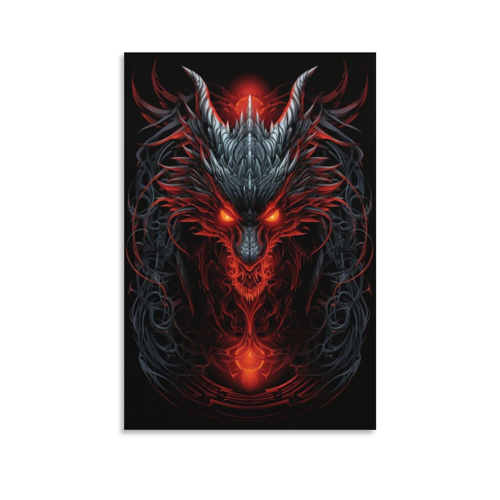 AYAROS Mysterious Dragon Printed Canvas Posters Classic Vintage Fantasy Animal Wall Decor Suitable for Living Rooms Bedroom Unframed 08x12 inch