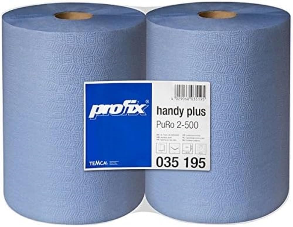 Profix Handy Plus Tuchrolle, Rolle mit 50 2-lagigen Tüchern (38 x 36 cm), blau