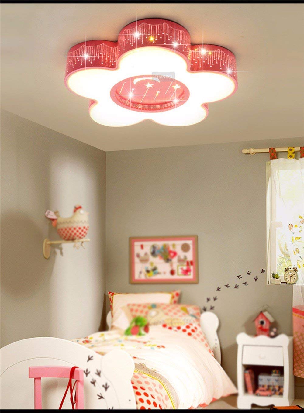 Plafonnier LED dimmable rose de 46cm avec interrupteur mural