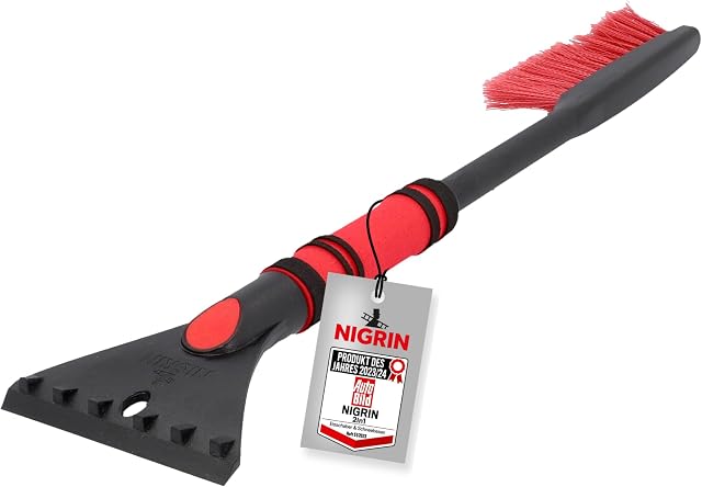 Nigrin 6190 Szczotka do Szyb ze Skrobaczką, Czarny/Czerwony, 60cm