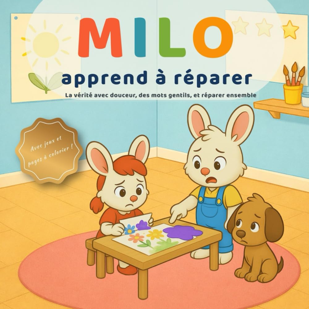 Milo apprend à réparer: Dire la vérité, dire pardon, aider — une histoire tendre pour réparer ses erreurs (3–6 ans) + jeux et pages à colorier (Les petites leçons de Milo)