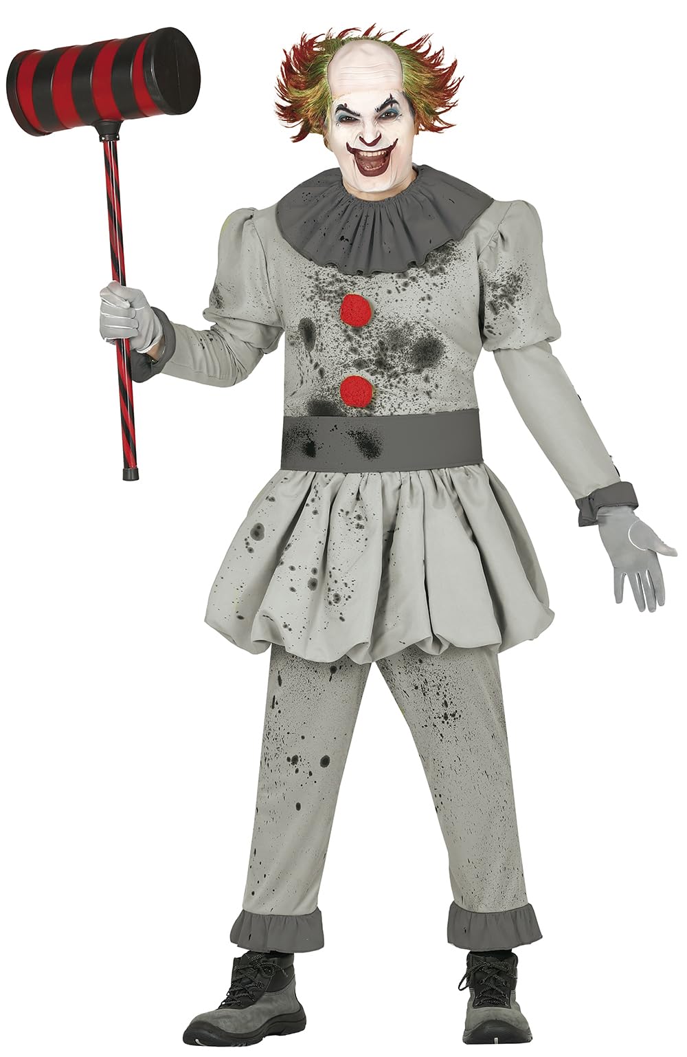 FIESTAS GUIRCA Killer Clown Mens Fancy Dress Costume - Grey Evil Clown Halloween Fancy Dress Men Size XL 44-46