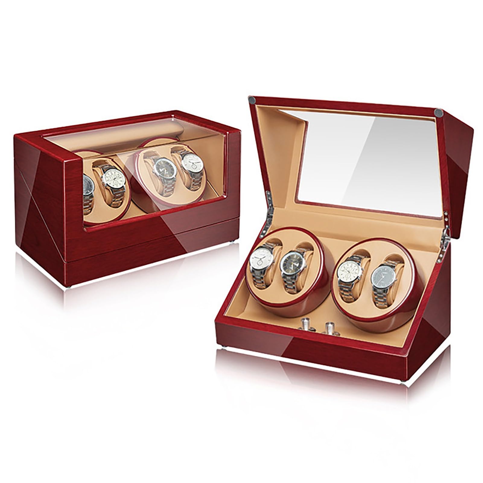 MYUYEE Automatic Watch Winder For 4 Watches Electric Rotating Winding Watch Shaker Box With Quiet Motor Self-Winding Mechanical Watch Storage Display Case (E)