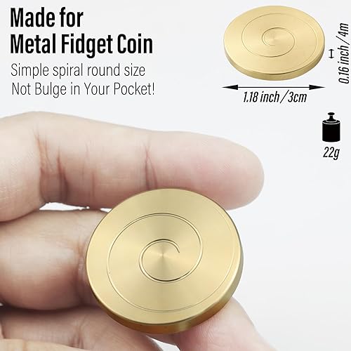 Miniatura 9 de FREELOVE Moneda giratoria en espiral con lanzador, juguete cinético de metal para adultos, rotación silenciosa, ilusión óptica que dobla la mente,