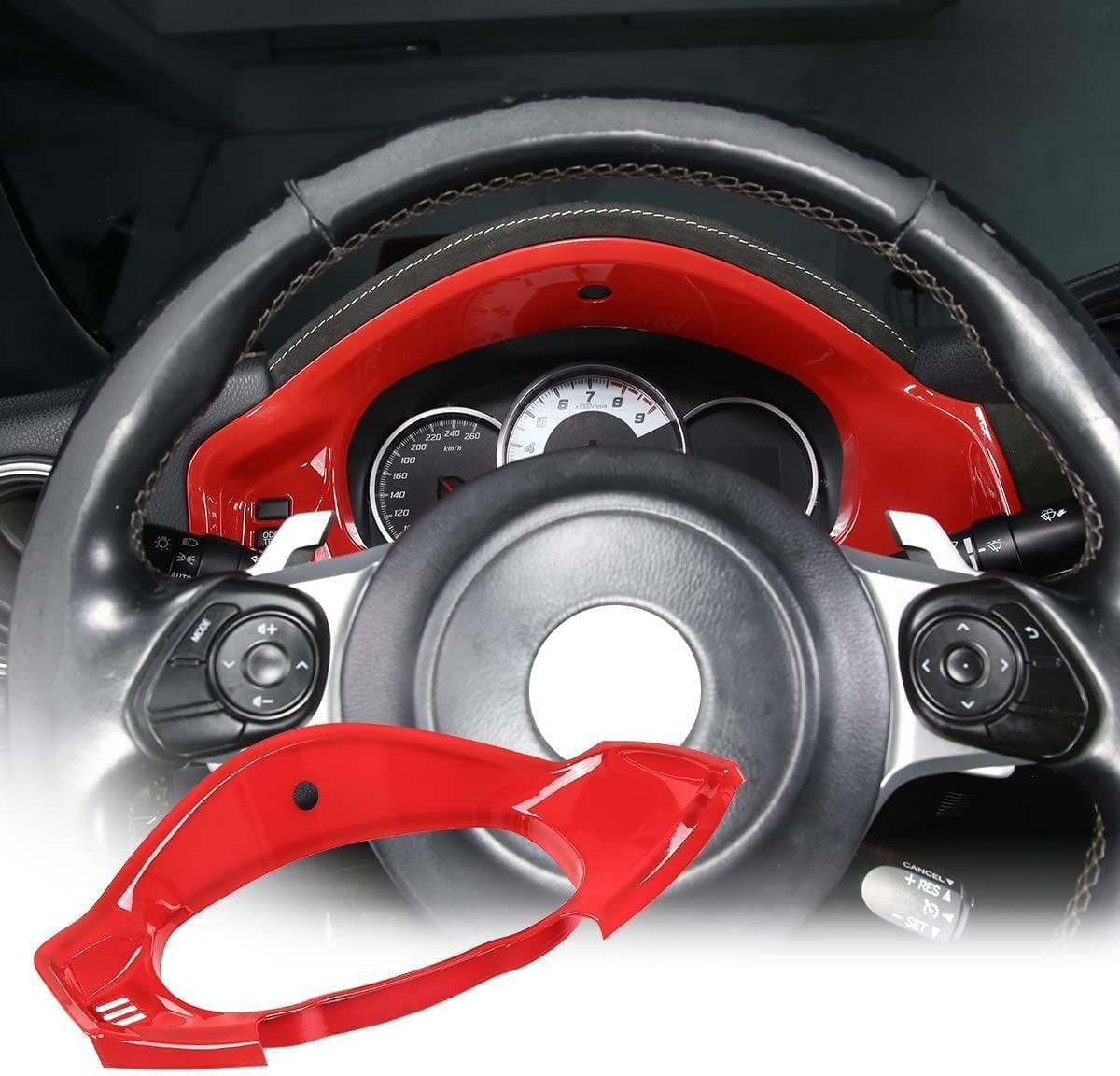 ABS Carbon Fiber Car Interior Dashboard Frame Cover Trim for Toyota 86 Subaru BRZ 2012-2020 Left Hand Driving (Red)