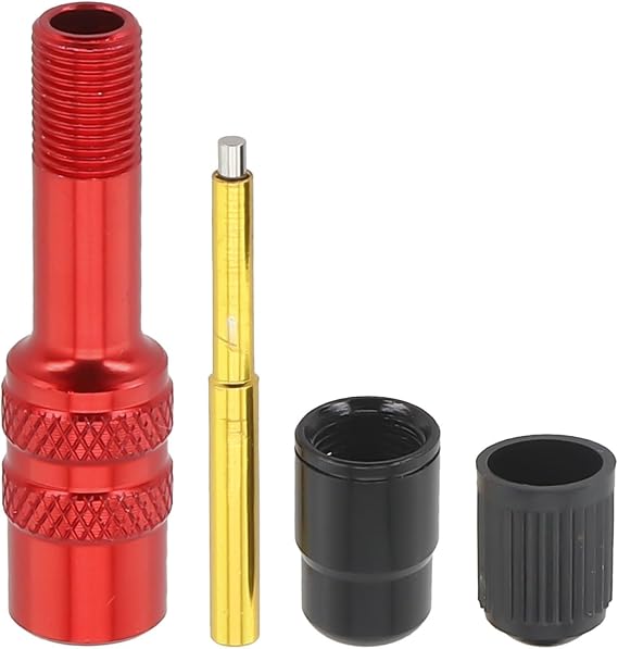 Valve Adapter for Inflatable Air Forks with Aluminum Alloy Body, CNC Threads, Anodized Finish, and Internal Rubber Gasket to Seal Air (Red)