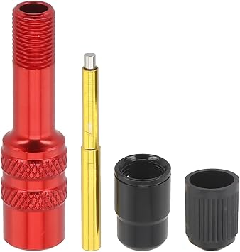 Valve Adapter for Inflatable Air Forks with Aluminum Alloy Body, CNC Threads, Anodized Finish, and Internal Rubber Gasket to Seal Air (Red)