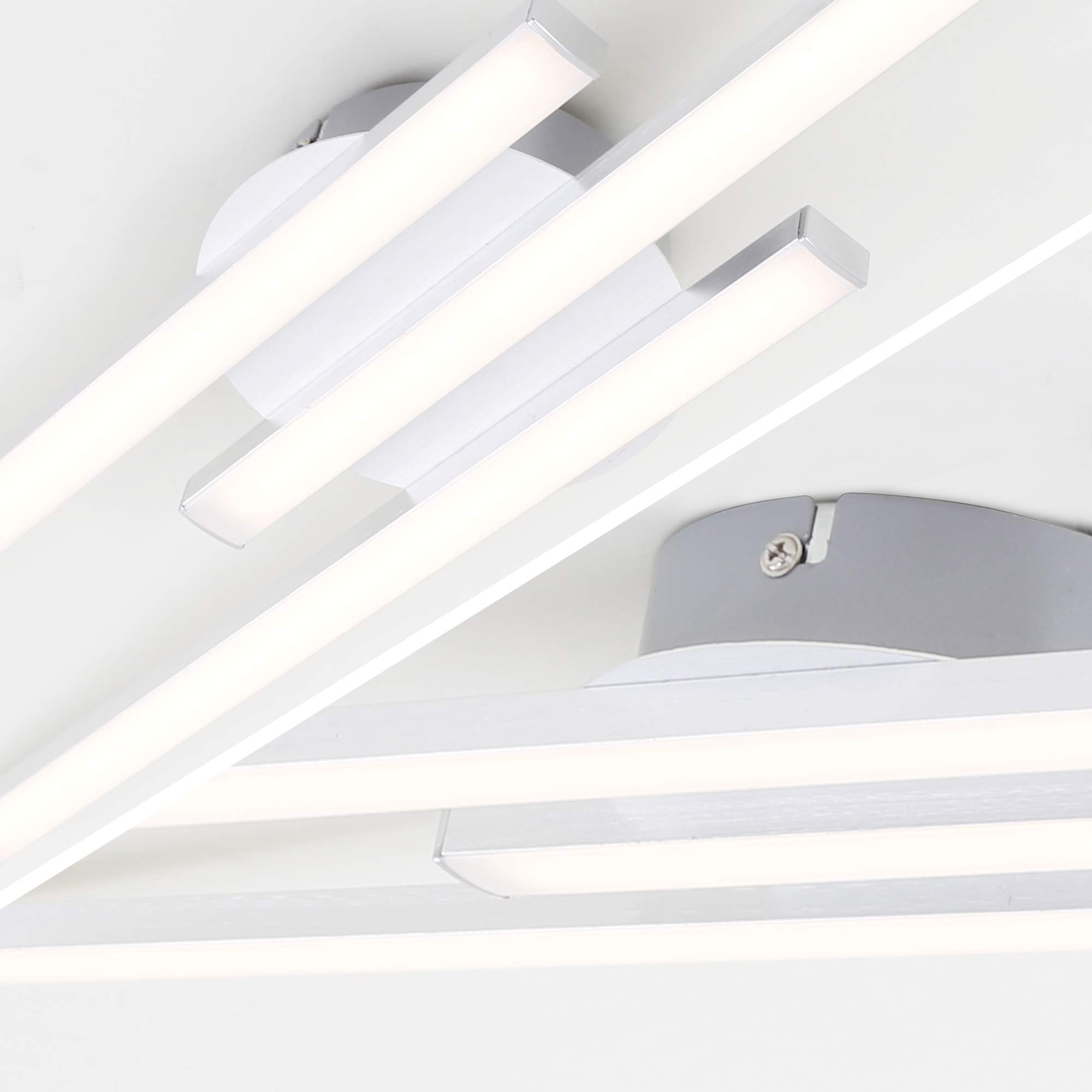 Briloner Leuchten lampa sufitowa LED, 3-punktowa, 18 W, 1440 lumenów, 3000 kelwinów, kolor aluminium, 565 x 120 x 43 mm (dł. x szer. x wys.), W, kolorowy aluminiowy