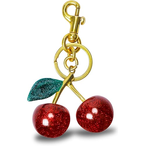 Keychain Cherry Bag Charms Purse: Key Chains Women Cute - Car keyrings leather handbags - Fashion enthusiasts