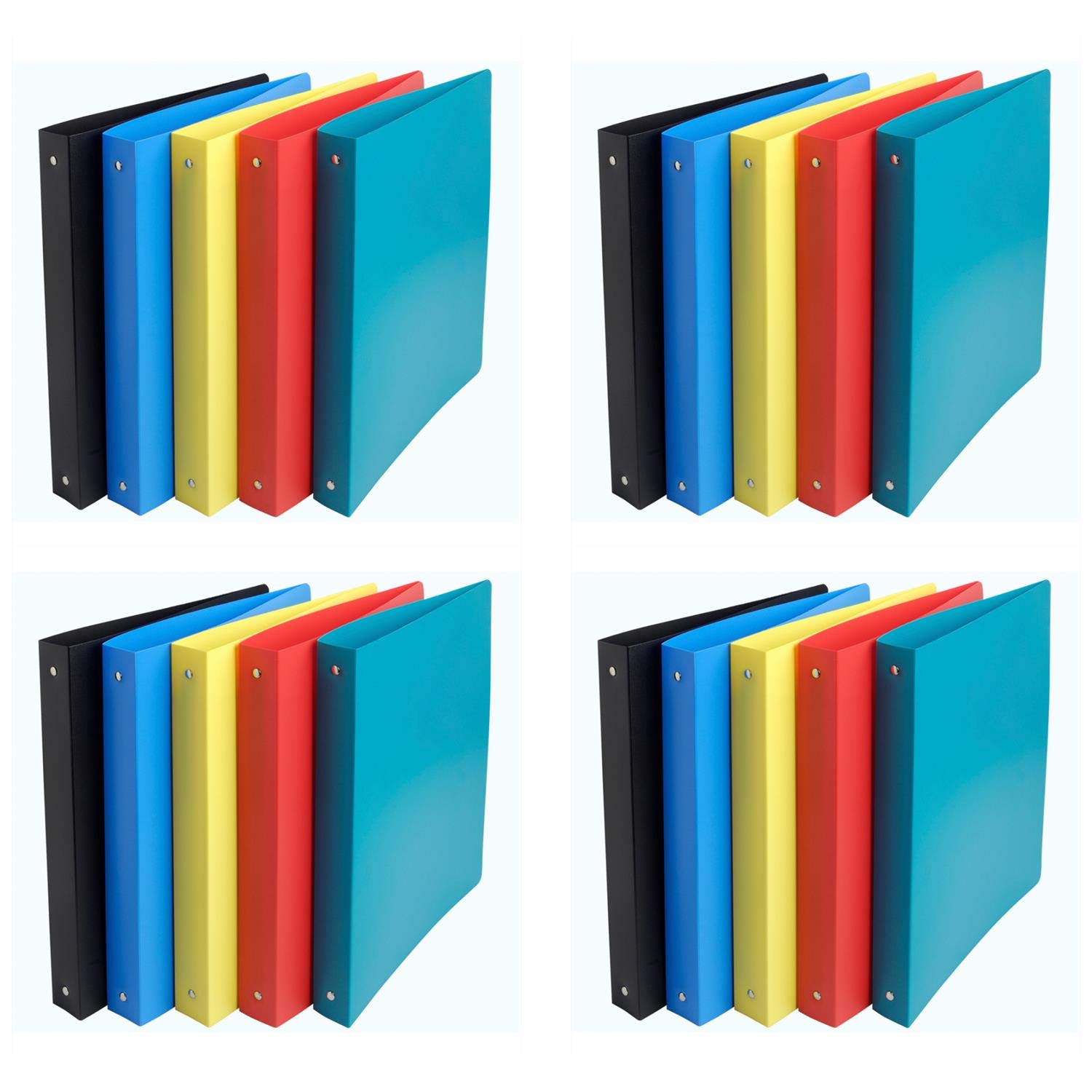 Cartellina 4 anelli 30 mm PP opaco, Polypro, colori assortiti 5 colori – Confezione da 20