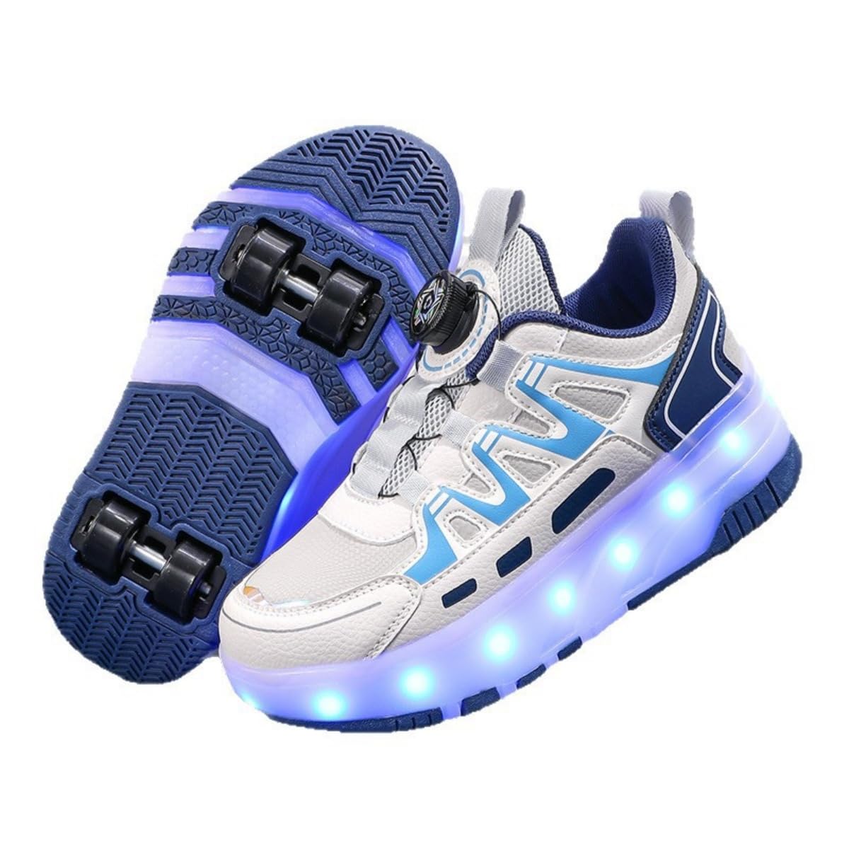 Mateju Zapatos con Ruedas para Niñas Niños, Patines con 4 Ruedas Retirable, Zapatillas de Skateboarding Brillar en la Noche, Zapatillas Deportivas al Aire Libre Multiusos
