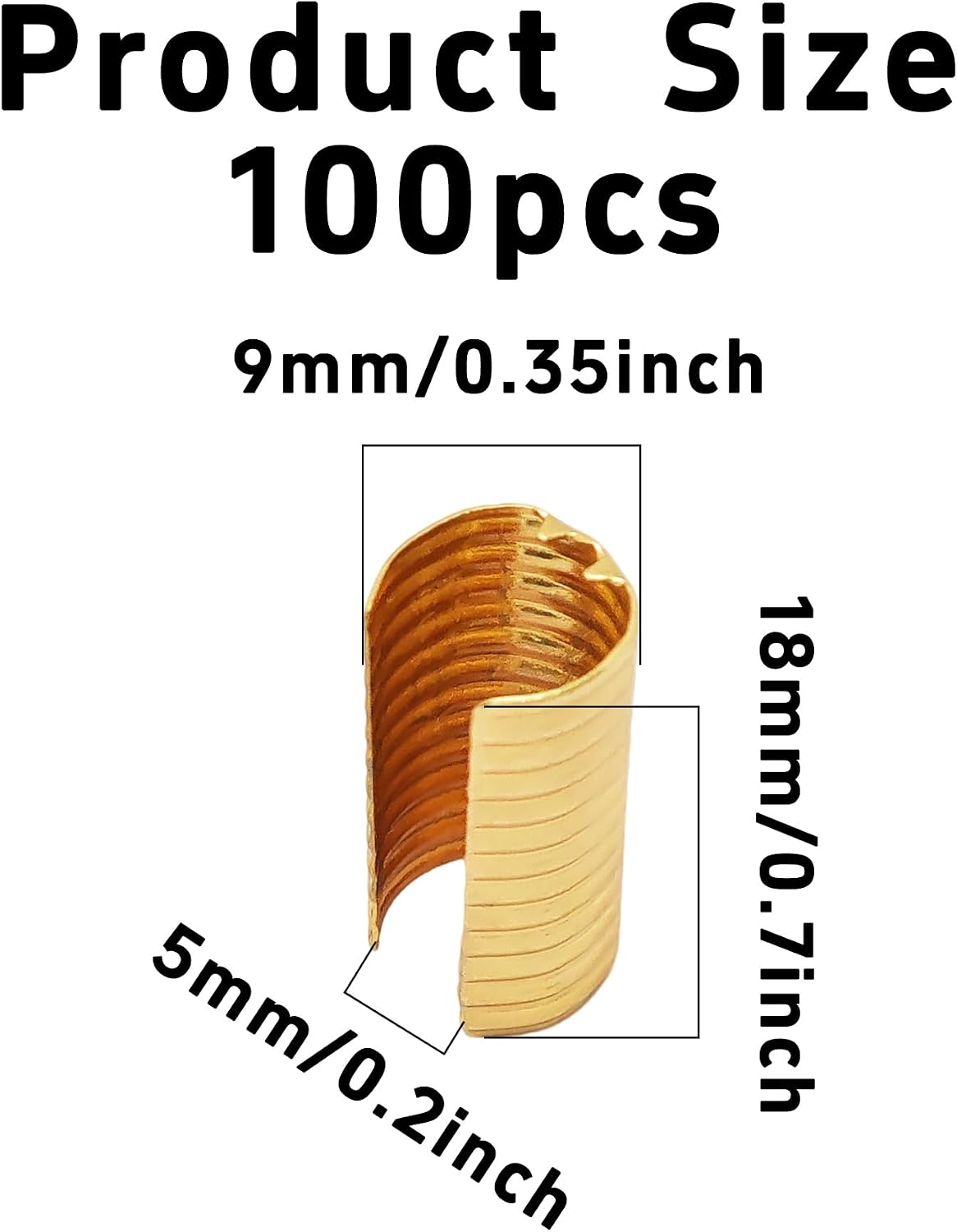 pson 100Pcs Leather Rope Clips, Foldable Cylindrical Fastener Crimp Tubes for DIY Jewelry Making, Tassels, Bracelets, Necklaces(Light Gold)
