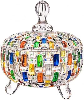 YelaJoy Elegant-Hand Painted Colorful Large Crystal Glass Candy Box
