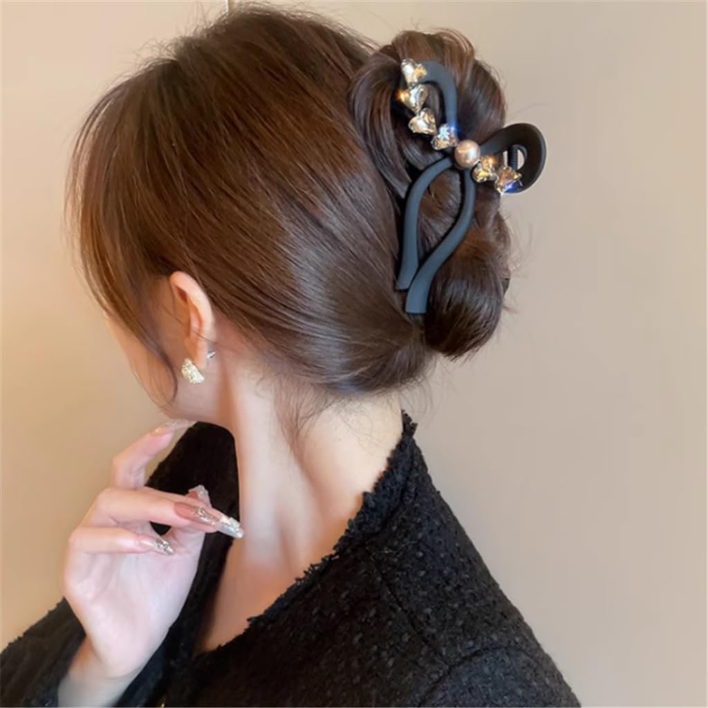 Pince à cheveux grande taille JFDBGU strass givré pour chignon femme élégant