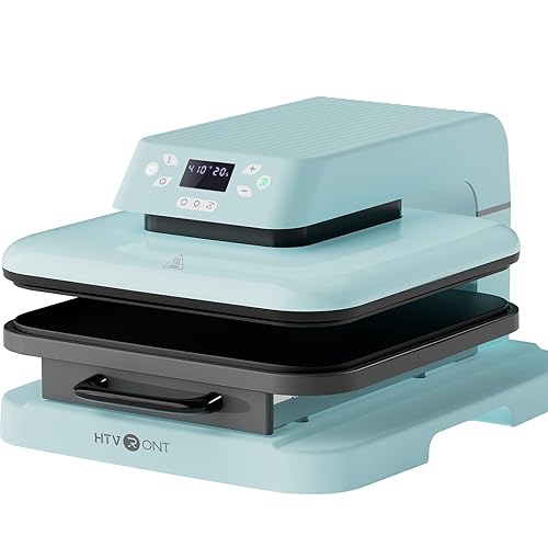 HTVRONT Auto Heat Press Machine for T Shirts - Heat Press 15x15 with Auto Release - Heats Up Fast & Heat Evenly, Professional Heat Press Machines for HTV, Sublimation, Heat Transfer Projects - Light Blue