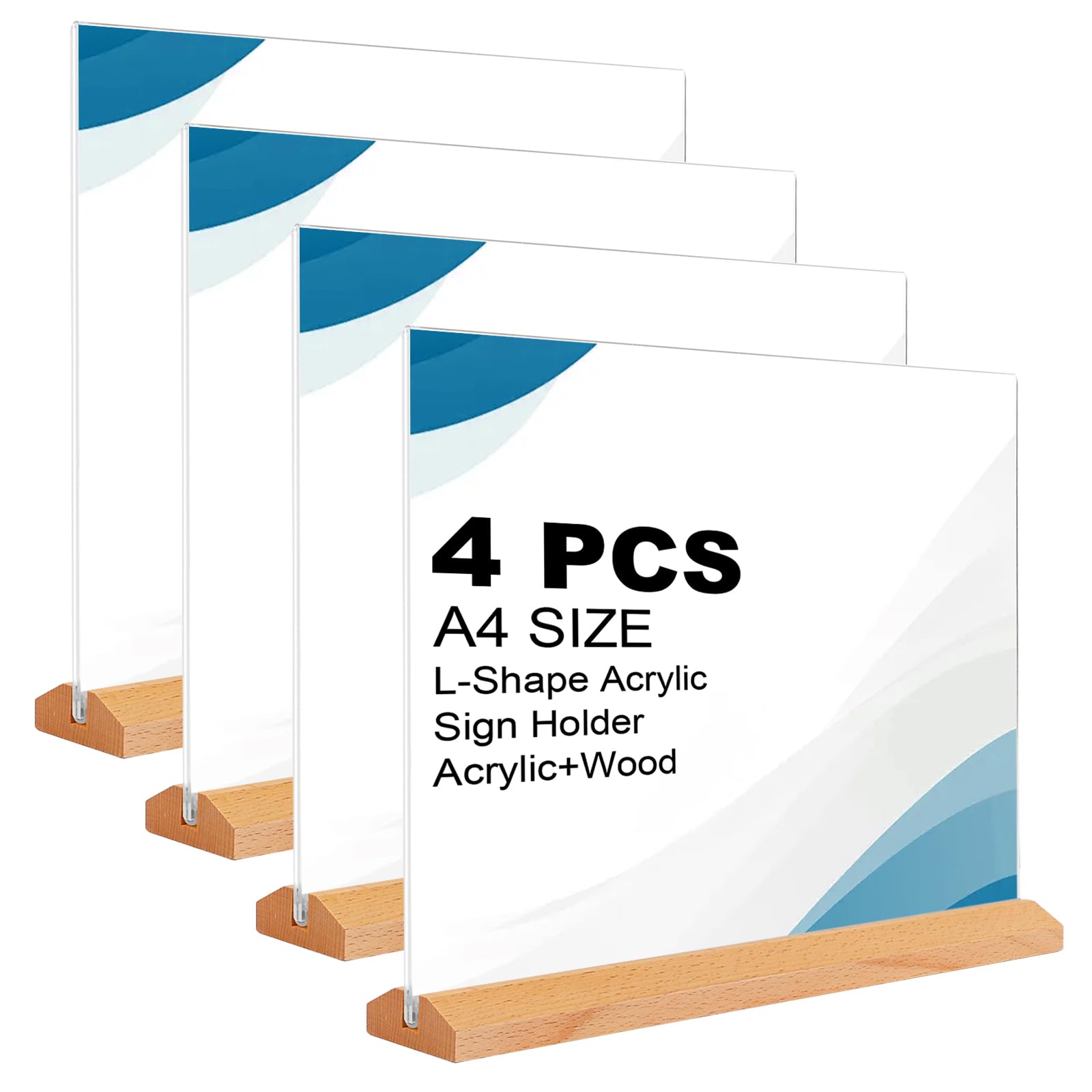 Plexiglas 3mm Expositor Mesa DIN A4 Horizontal - Soporte L Transparente  Para Publicidad Expositor Publicitario Transparente, image size:1600x1600