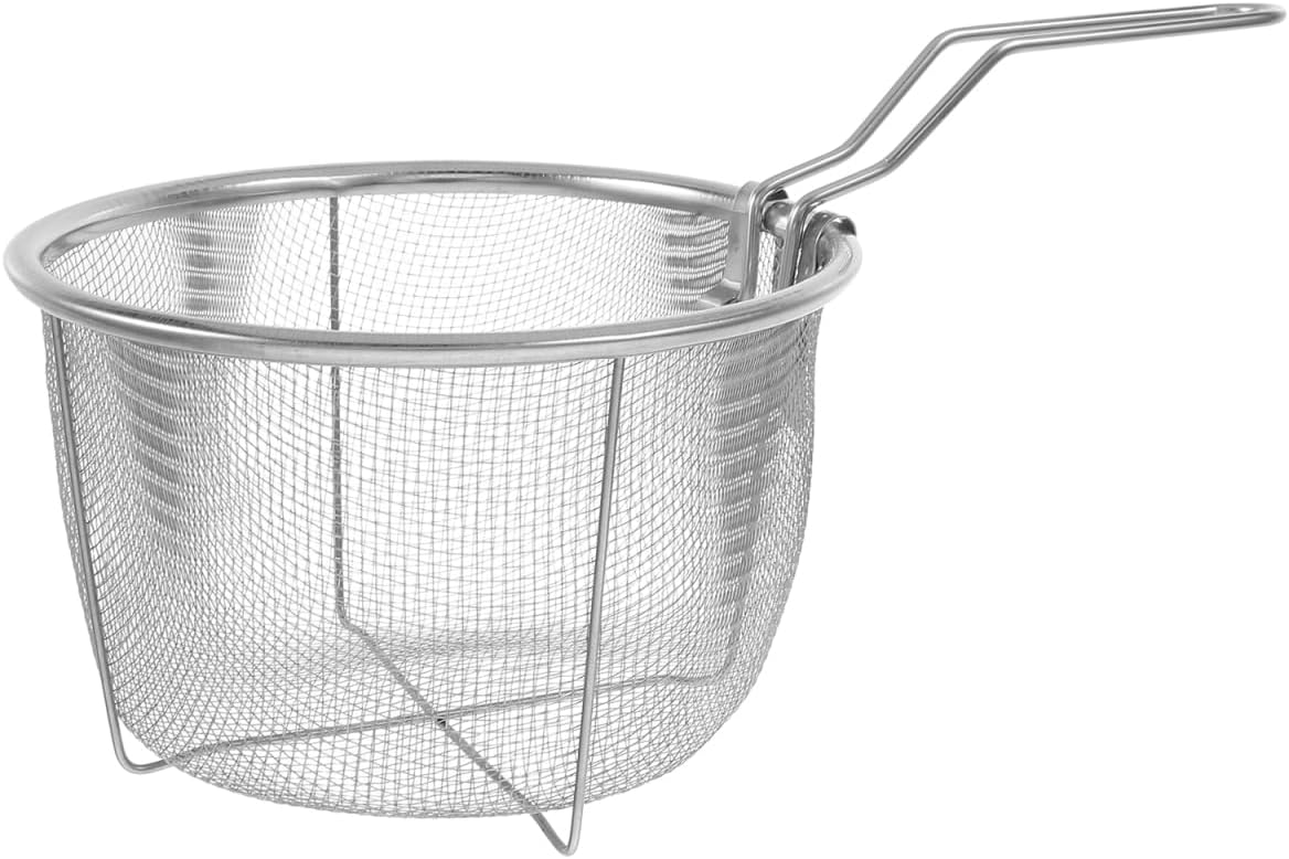 Tofficu Foldable Stainless Steel Fry Basket 10.2X5.9 Inch Collapsible Slot for Air Fryers and Deep Fryers Slotted Spoon for Frying French Fries Chicken Wings and Noodles