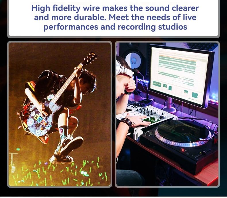 3/6 Meter Guitar Audio Cables Anti-Noise Line 6.35mm Male to Male Colorful Line Pedal Guitar Bass Universal Cable,3Meter,Blue