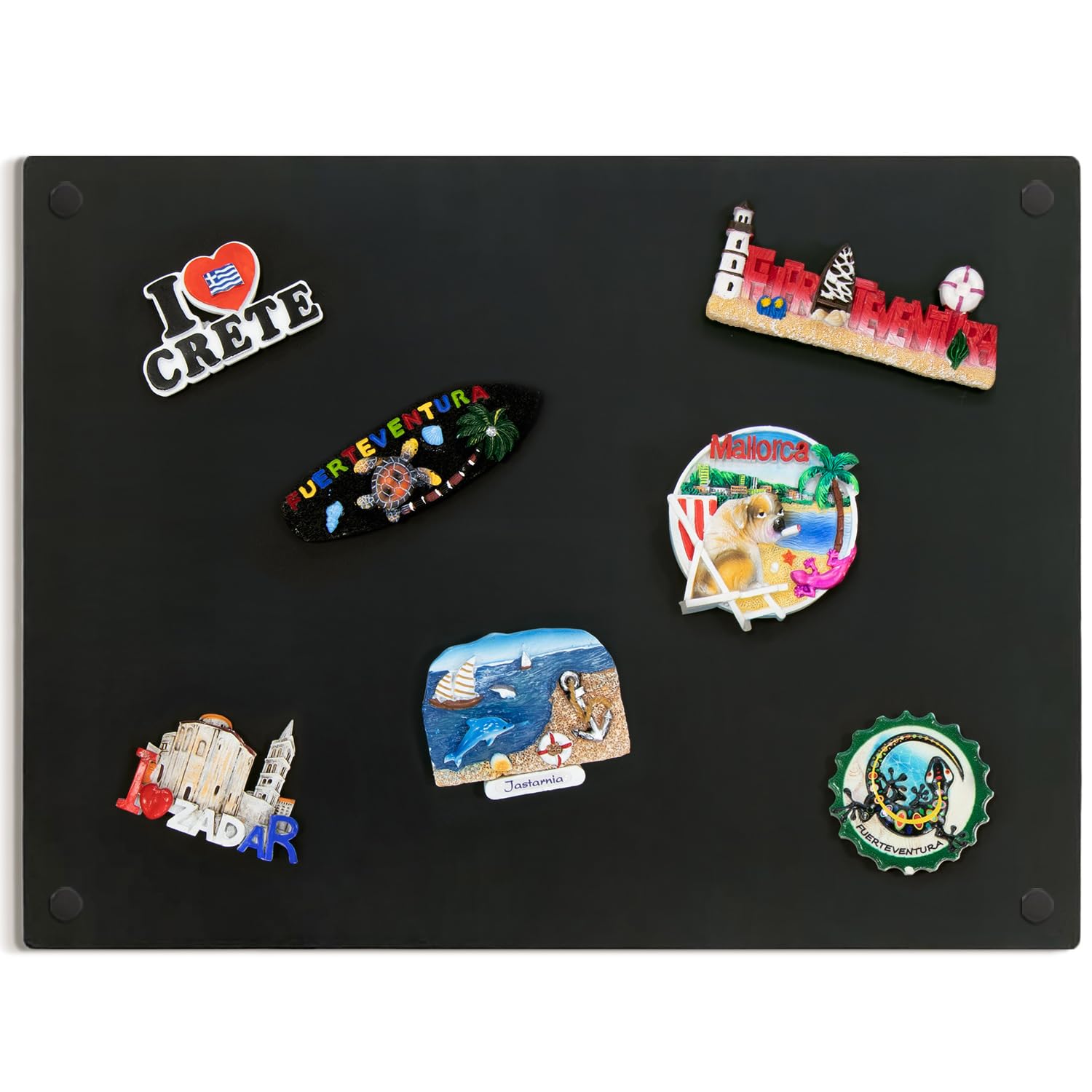 Magnetische Tafel für Urlaubsmagnete 30x40 cm | Horizontale oder Vertikale Montage | Fotowand & Reiseerinnerungen | Ideal für Reiseliebhaber & Sammler - Metall in Schwarz Matt