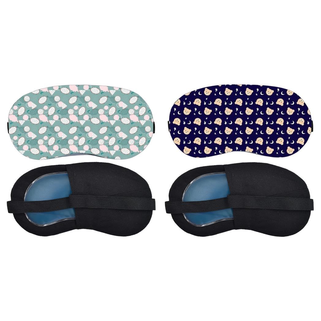 Aoxeria Mint Seashell Pattern, Teddy Bear Moon Pattern Sleeping Mask Combo, Soft Comfortable Light-Blocking Eye Cover for Women, Men & Kids, Reusable Blindfold for Night Sleep, Nap (Pack of 2)-image-33