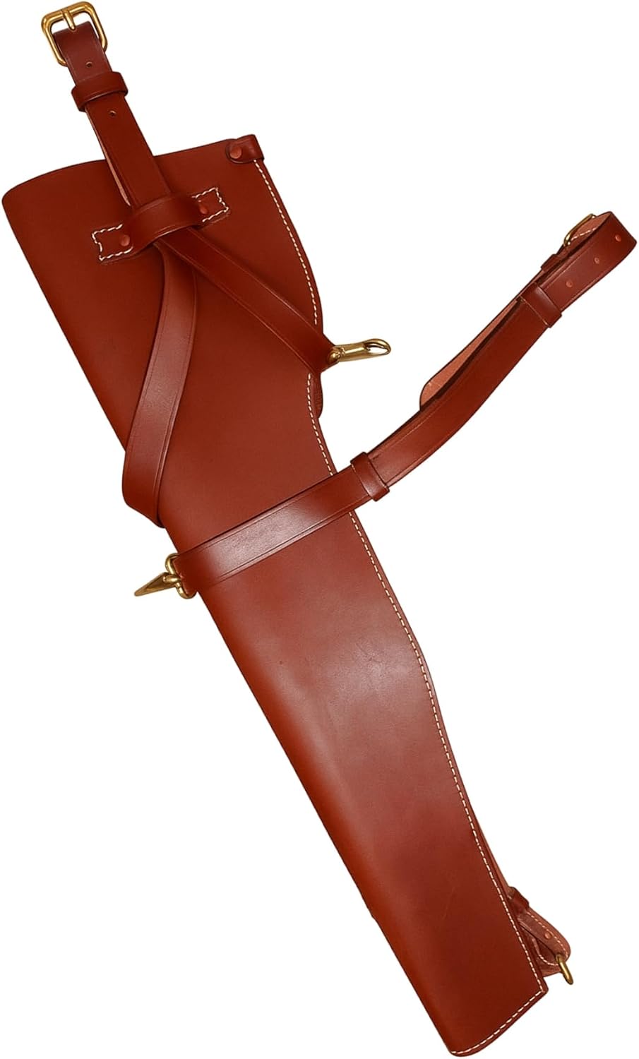 warreplica WWII US Army M1 Carbine Leather Scabbard - Authentic .30 Carbine Caliber Holster Reproduction - Premium Brown Leather Rifle Carrier with Mounting Straps for Jeep, Motorcycle & Cavalry