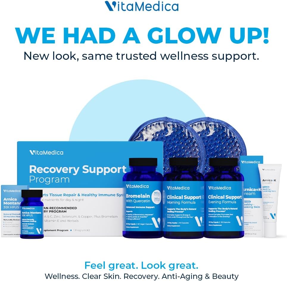 VitaMedica | Ultimate Recovery Bundle | Surgery Prep | Wound Healing | Supplements | Arnica K Oxide Cream | Hot Cold Packs | 30 Day Supply | Arnica Montana | Bromelain | Vitamin A | B Complex