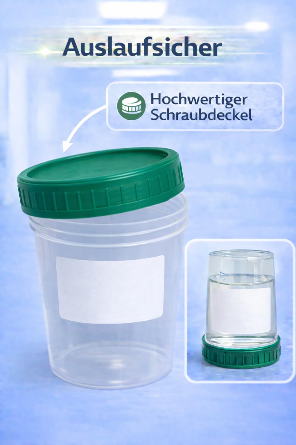 500 sztuk pojemników na mocz z zieloną zakrętką 120 ml, polipropylen, kubki na mocz, plastikowe kubki z pokrywką, pojemnik na próbki moczu, kubki na próbki, kubki na mocz do celów medycznych