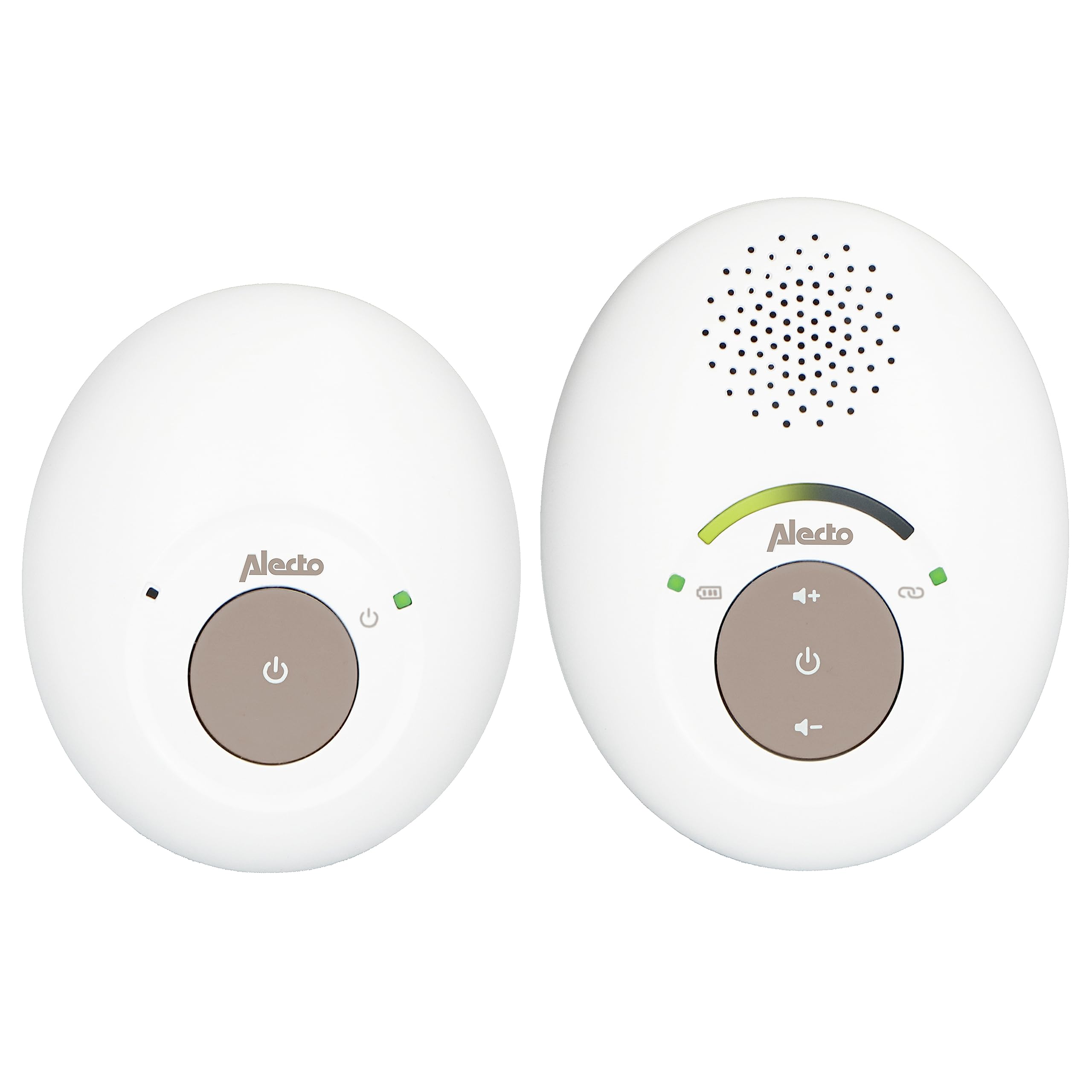 Alecto DBX110 elektroniczna niania audio – cyfrowa niania z DECT – zasięg 300 m – kompaktowa konstrukcja – skala głośności LED – funkcja VOX – niski poziom promieniowania – beżowa