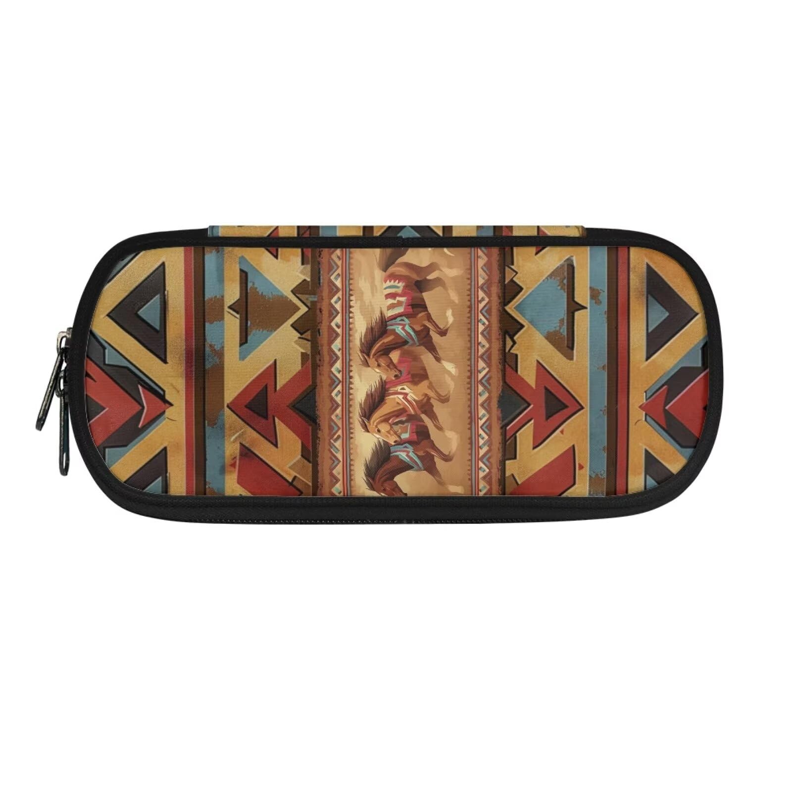 HUIACONG Aztec Pencil Case for Girls Secondary School Horse Pencil-Cases Large Capacity Pencil Cases with Zipper Pencilcases